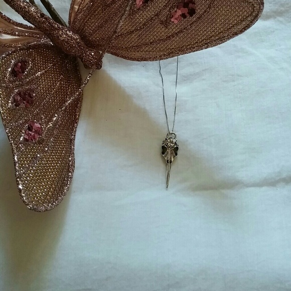 Gothic Noir Raven Sugar Skull Necklace - Picture 2 of 6